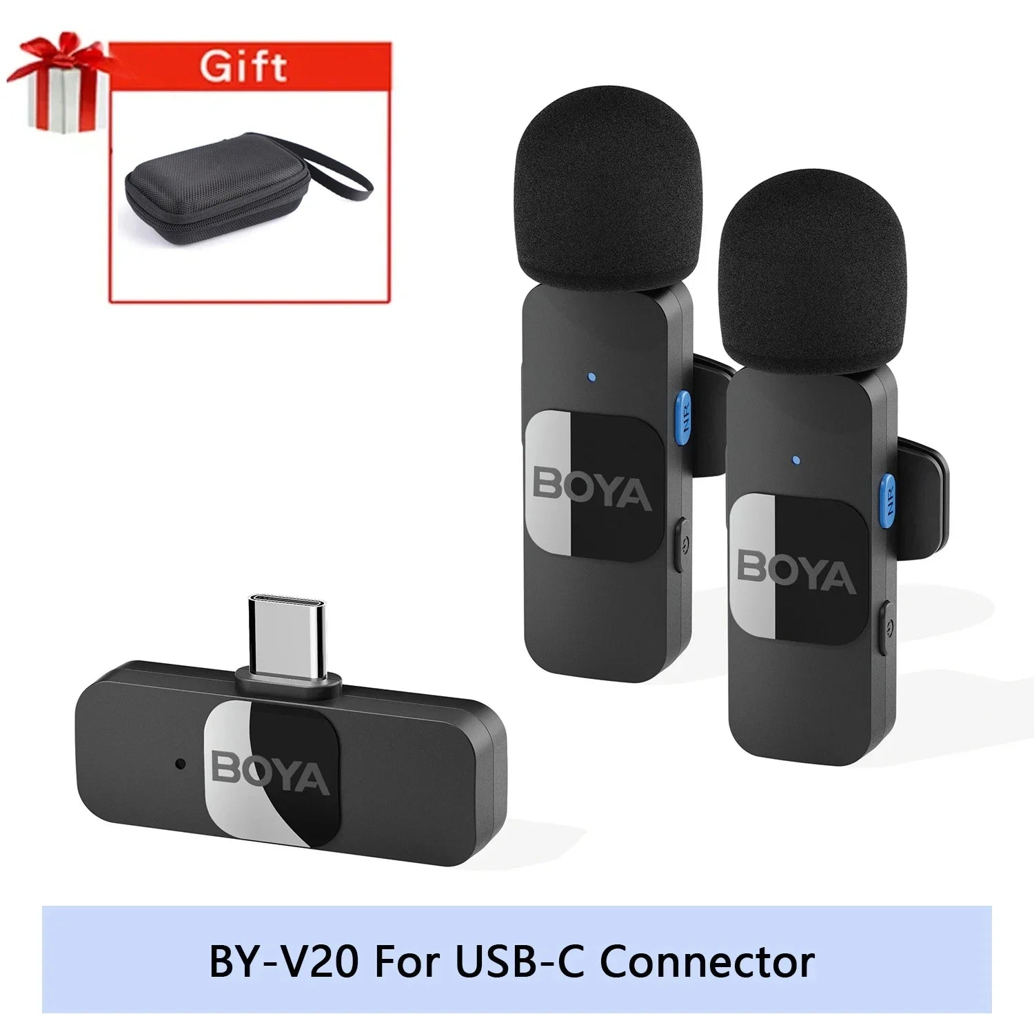 BOYA BY-V Wireless Lavalier Microphone for iPhone 15/16 Series Samsung TECNO REDMI Type-c Devices Video Recording Streaming Vlog