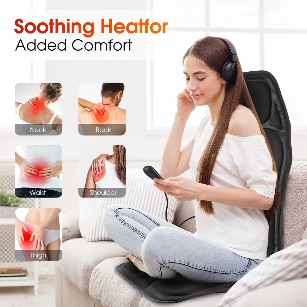 Electric Heating Back Waist Massager Shoulder Back Vibration Massage Mat for Chair Sofa Car Office Home Back Massage Hot Pad