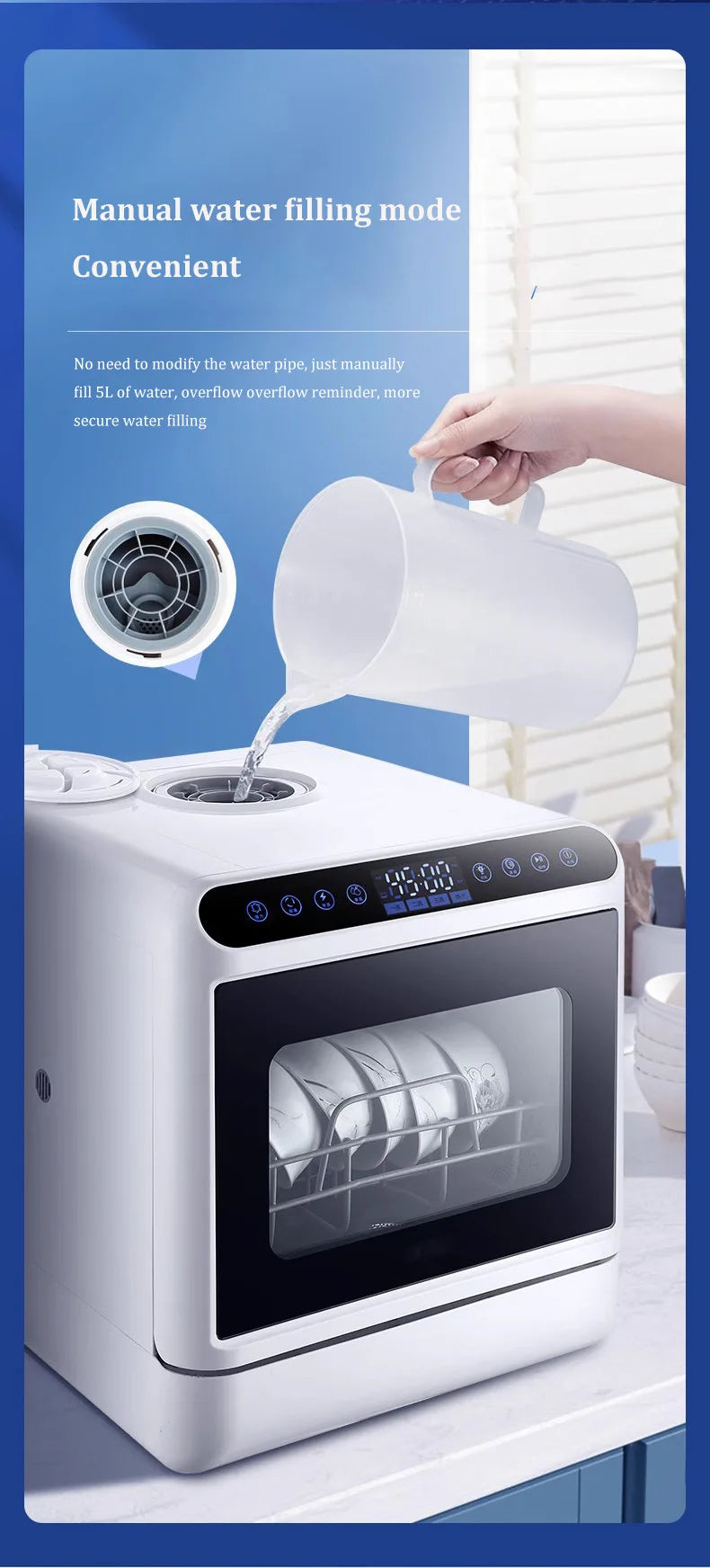 Portable Dishwasher Mini Countertop Dish Washer Machine Household Drawer Fully Automatic Kitchen Dishwasher Manufacturer