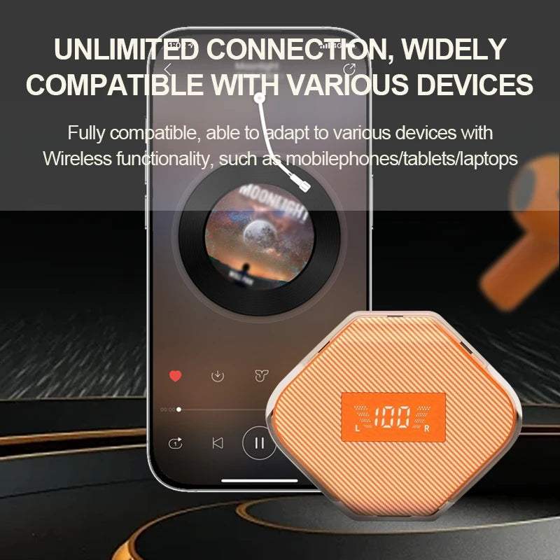 Wireless Bluetooth 5.3 Earphone With LED Screen HIFI ENC Call noise reduction Earbuds In-ears Headphones Gaming Headset With mic