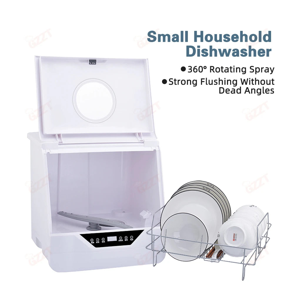 GZZT DW-T1 Small Household Dishwasher Flume Embedded Desktop Mini Intelligent Dishwasher Dish Washer Machine With Drying