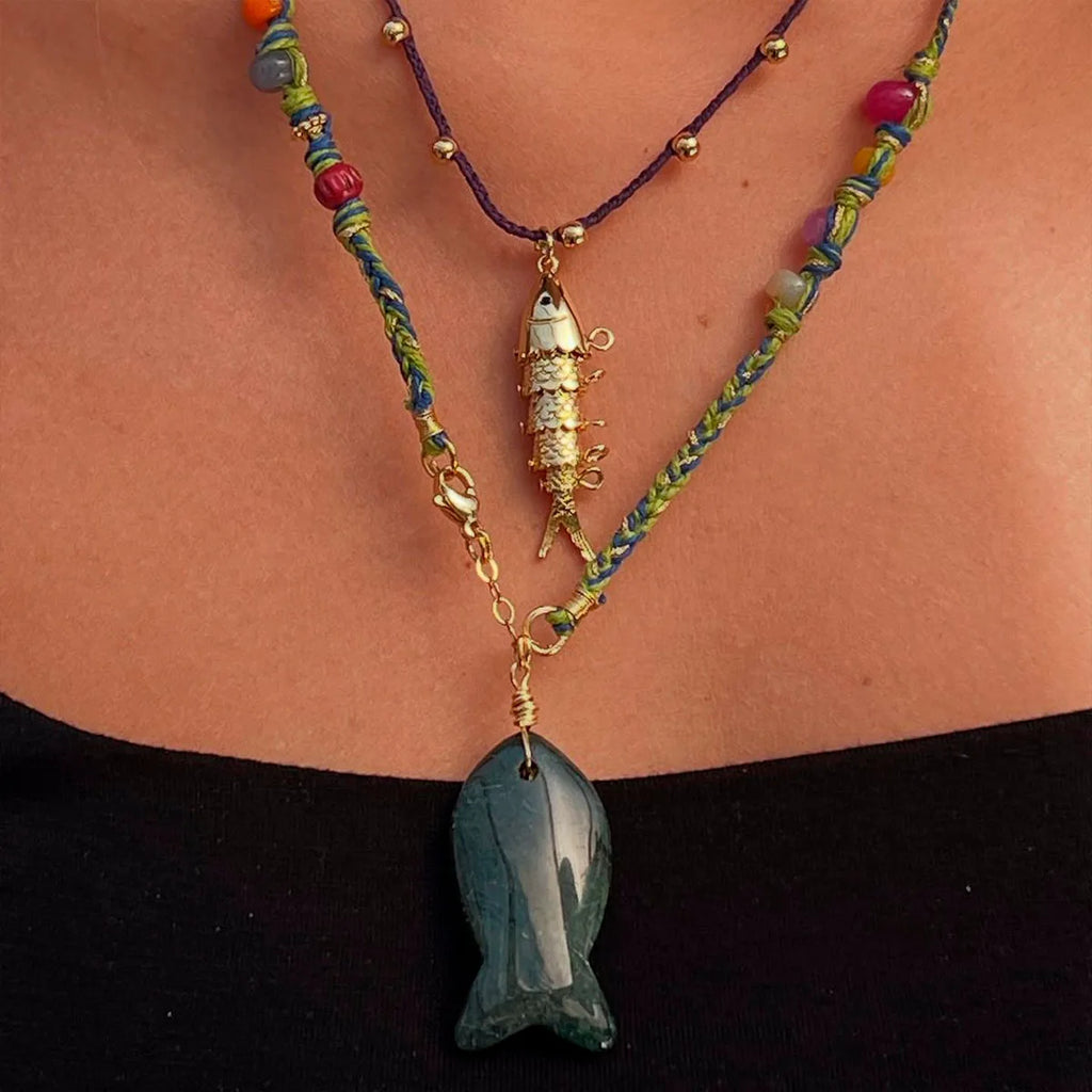 2025 New Necklace Fish Stainless Steel Trendy INS Crystal Metal Jewelry Rope Choker Women Accessories Gift Collar pez