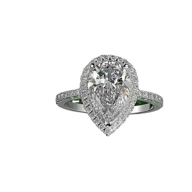 Hot Selling Silver Plated Stainless Steel Rings For Women Water Drop Zircon Wedding Ring Jewelry Accessories Wholesale Size 6-11