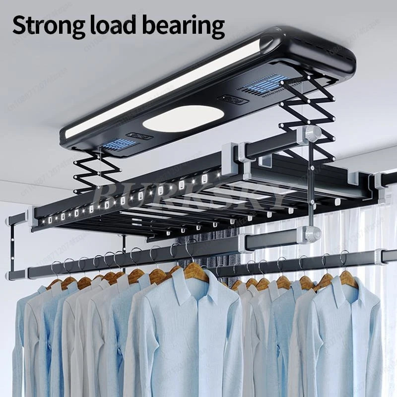 Smart Electric 70W DC Motor Foldable Clothes Drying Rack LED Lighting Air Drying Sterilization Indoor Clothes Drying Rack