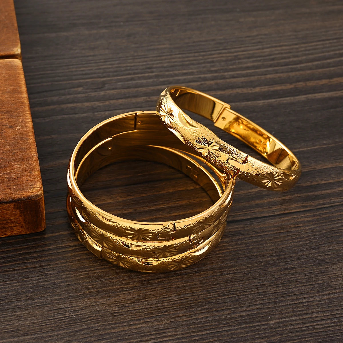 18k 55MM Dubai Baby Cute Openable Bangles For Women Ethiopian Jewelry Gold Color Bangles Bracelets Girls Birthday Jewelry Gifts