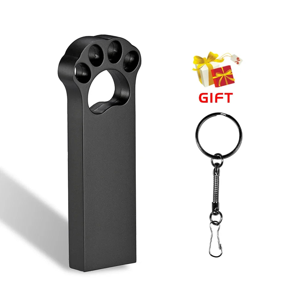 Beautiful Cat's Paw Metal USB Flash Drive 128GB Not Logo Memory Stick 64GB 100% Real Capacity Pendrive 32GB Creative Gift