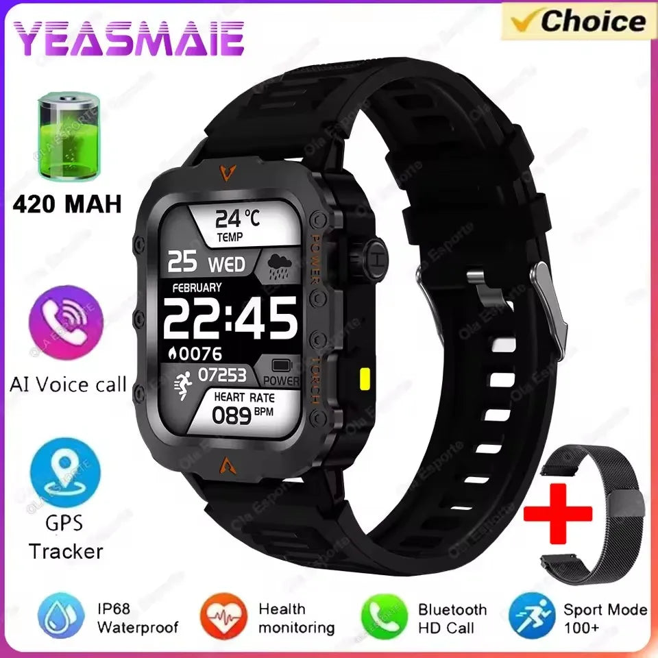 2025 New SmartWatch Men Militray Outdoor GPS Sport Watches Heart Rate Sleep Waterproof Smart Watch IOS Android