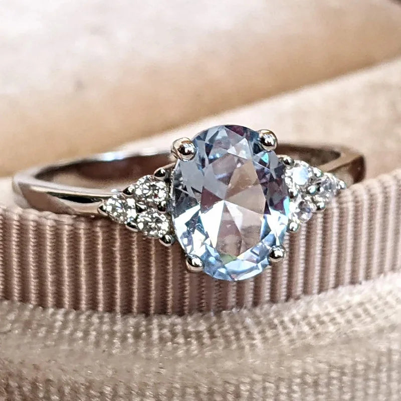 925 Silver Red Zircon Ring With Multicolored Stone Rings Oval Shape Engagement Jewelry Rings For Women