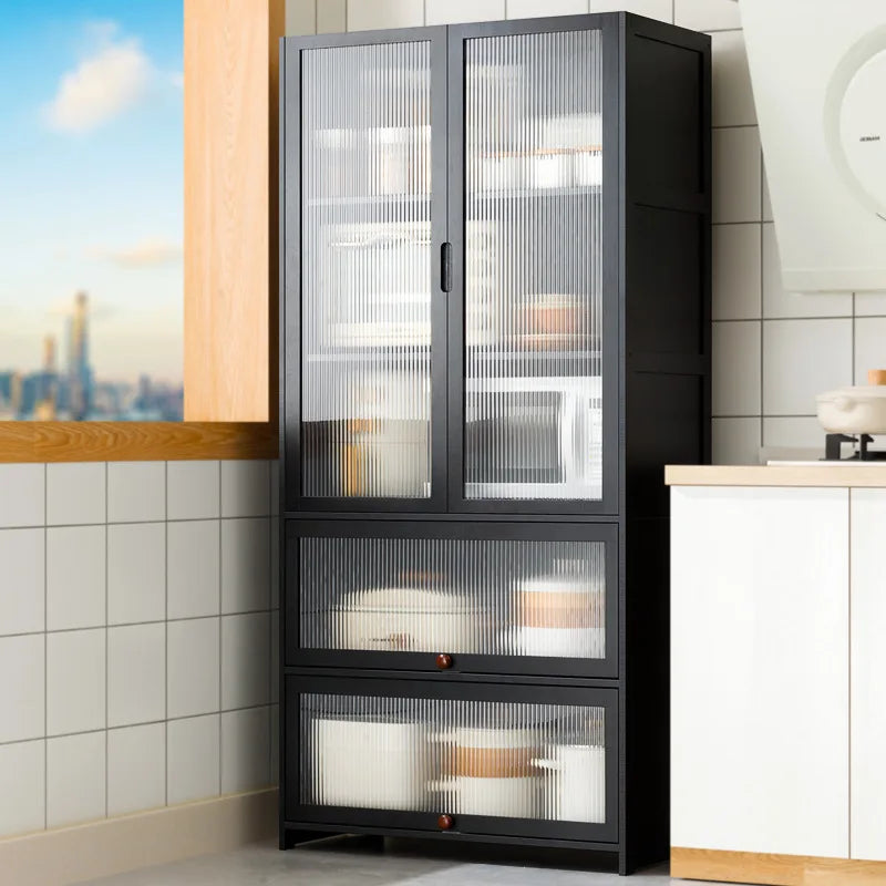 Kitchen shelf, floor standing multifunctional bowl cabinet, microwave oven cabinet, dining side storage cabinet