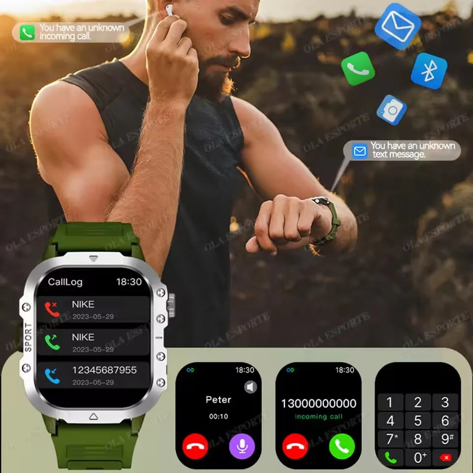 2025 New SmartWatch Men Militray Outdoor GPS Sport Watches Heart Rate Sleep Waterproof Smart Watch IOS Android