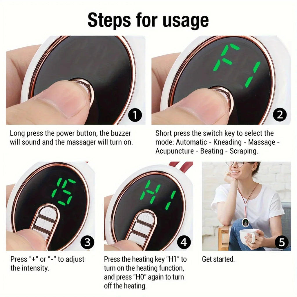 Lntelligent Micro Current Neck Massager Hot Compress Ten Pulse Pain Relief Hanging Device Cervical Spine Body Legs Hands Massage