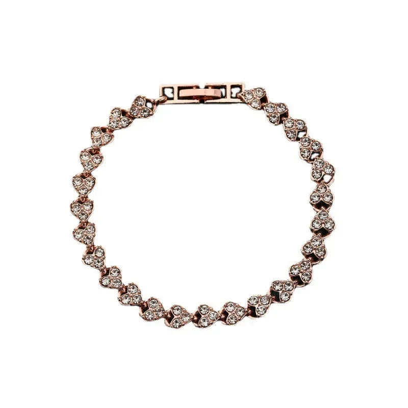 Fashionable Exquisite Delicated Crystal Heart Tennis Bracelet for Women Girls Charm Rhinestone Paved Handmade Bracelet Jewelry