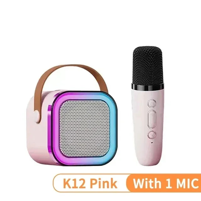 New K12 Karaoke Machine Portable Bluetooth Speaker With 1-2 Wireless Microphones HiFi Family Singing Loudspeaker Children's Gift