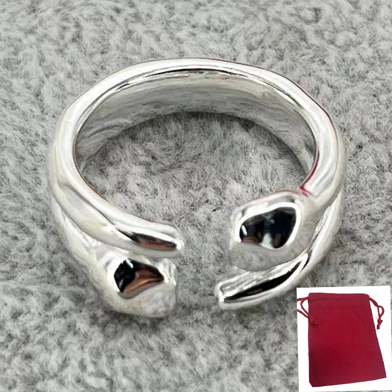 2025 European and American niche fashion electroplated silver exquisite open ring, suitable for women's jewelry
