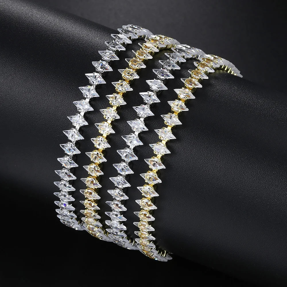 Luxury Dainty Tennis Bracelet for Women Silver Color Sparkling Cubic Zircon Stackable Hand Chain Crystal Wedding Jewelry H085