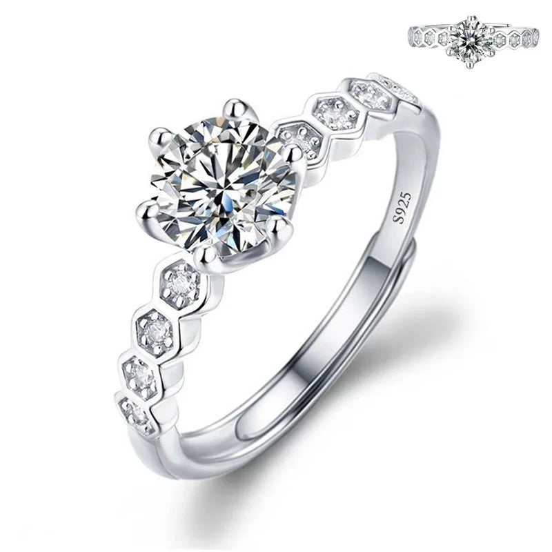 Never Fade Luxury Classic 18K White Gold Color Ring Solitaire 2 Carat Zirconia Diamant Wedding Band Women Jewelry Accessories