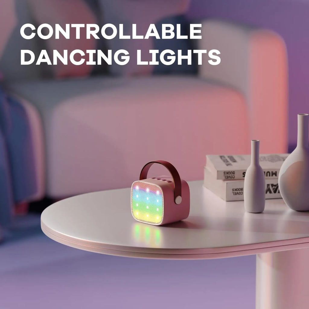 Haomuren Mini Karaoke Machine Portable Bluetooth 5.3 PA Speaker with 2 Wireless Microphones for Home Family Singing Gift K12