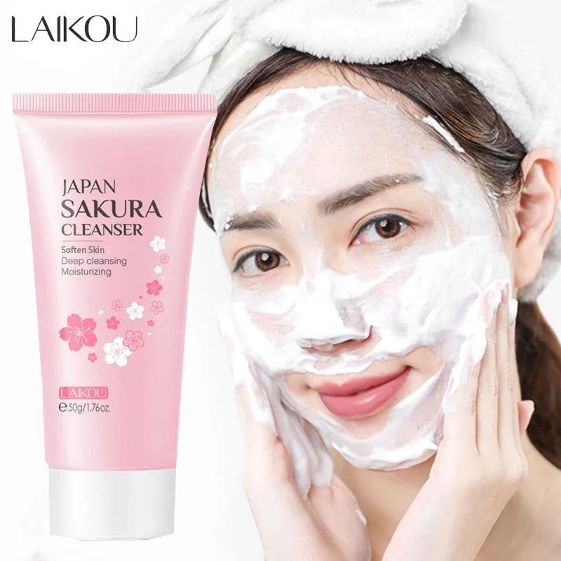 LAIKOU Facial Foaming Cleanser Deeply Cleansing Oil Control Moisturizing Blackhead Removal Skin Care Face Wash Foam Cleanser