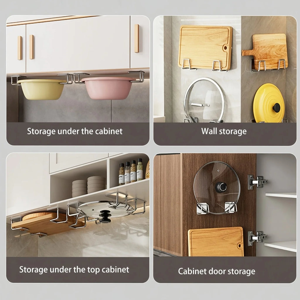 4Pcs Kitchen Storage Rack, Punching-free Wall Under Cabinet Cutting Board , Multi-functional , Accessories