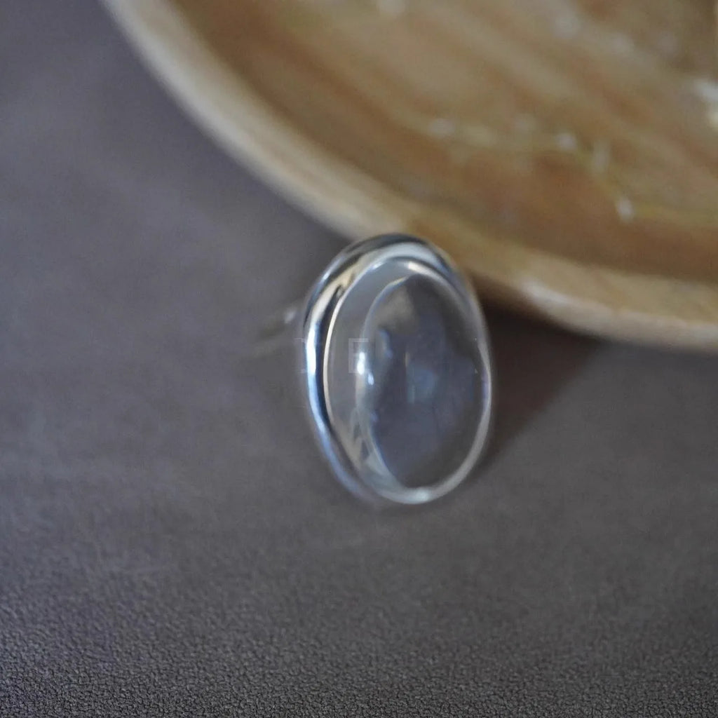 925 Sterling Silver Rings For Women Vintage Handmade Adjustable Retro Big Stone Ring Fashion Band Female Bijoux Gift