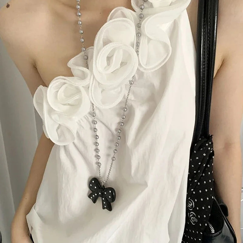 New Fashion Bow Pendant Long Necklace For Women Light Luxury Sweater Chain Jewelry