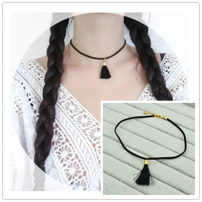 New Fashion Jewelry Leather With Tassel Dangle Necklace For Women Girl Gift Wholesale