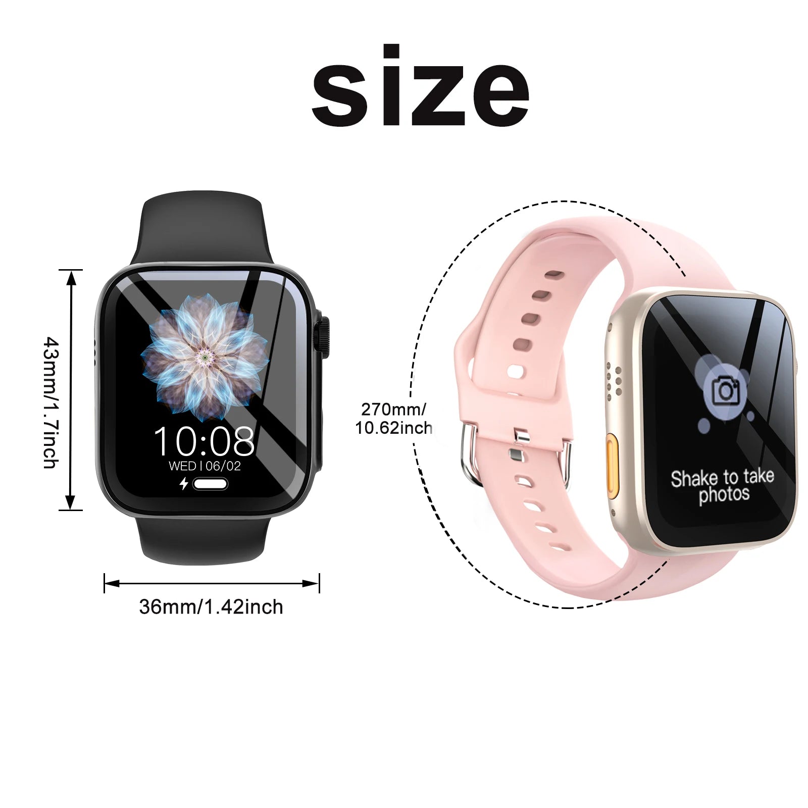 Smart Watch with1.68-Inch HD Display – Wireless Calling/Dialing, Alarm/Message Notifications, Fitness Tracking, Music Control.