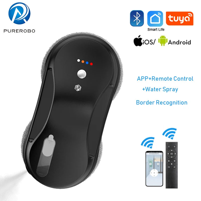Purerobo W-R3S Window Cleaner Robot With APP & Remote Automatic Smart Water Spray Glass Electric Window Cleaning Robot For Home