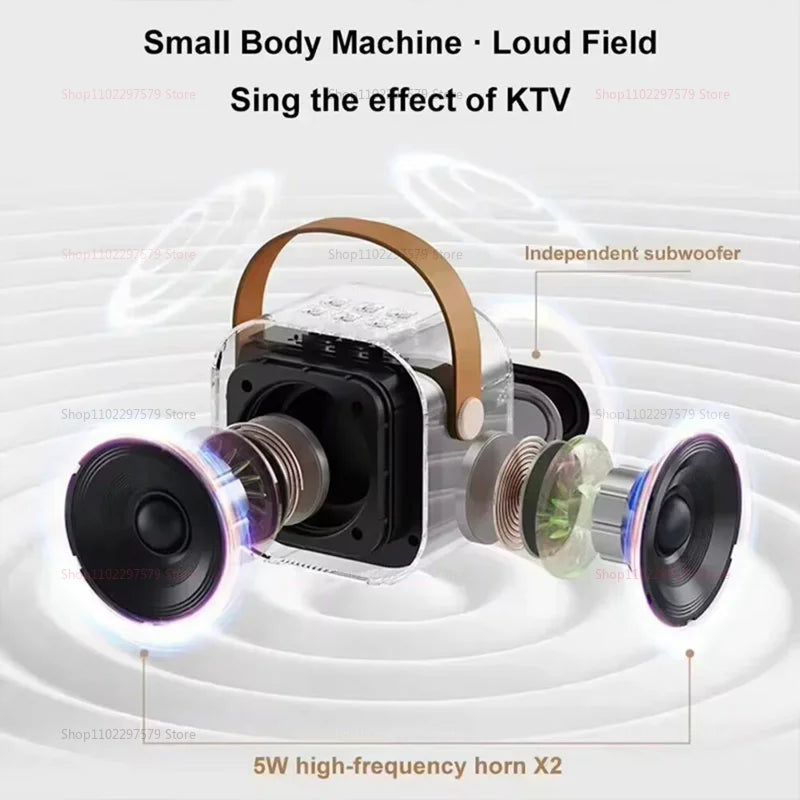 K12 Bluetooth Karaoke Machine Portable 5.3 PA Speaker System with Wireless Microphone for Home Family Singing Kids Gift