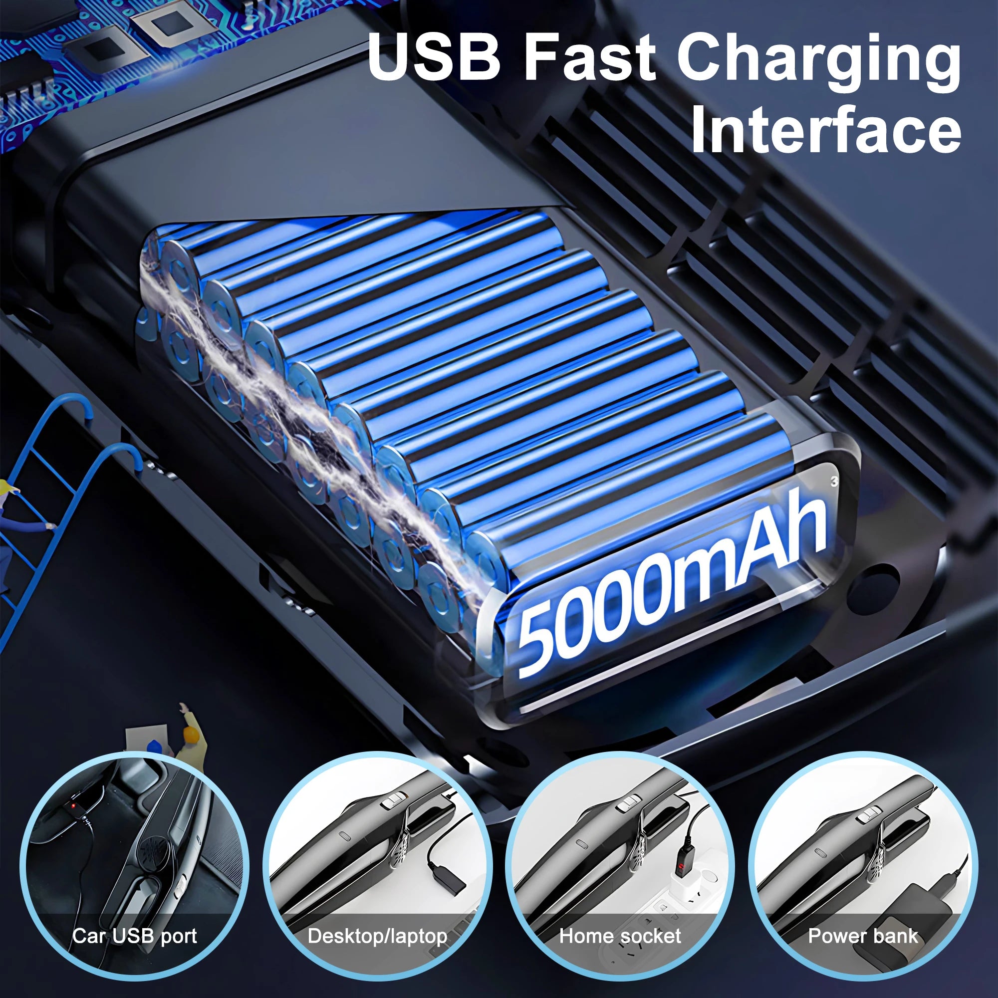 New Portable Car Vacuum Cleaner High Suction Dry and Wet Dual-use Vacuum Powerful Mini Vacuum Cleaner Suitable for Car Interiors