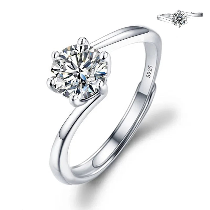 Never Fade Luxury Classic 18K White Gold Color Ring Solitaire 2 Carat Zirconia Diamant Wedding Band Women Jewelry Accessories