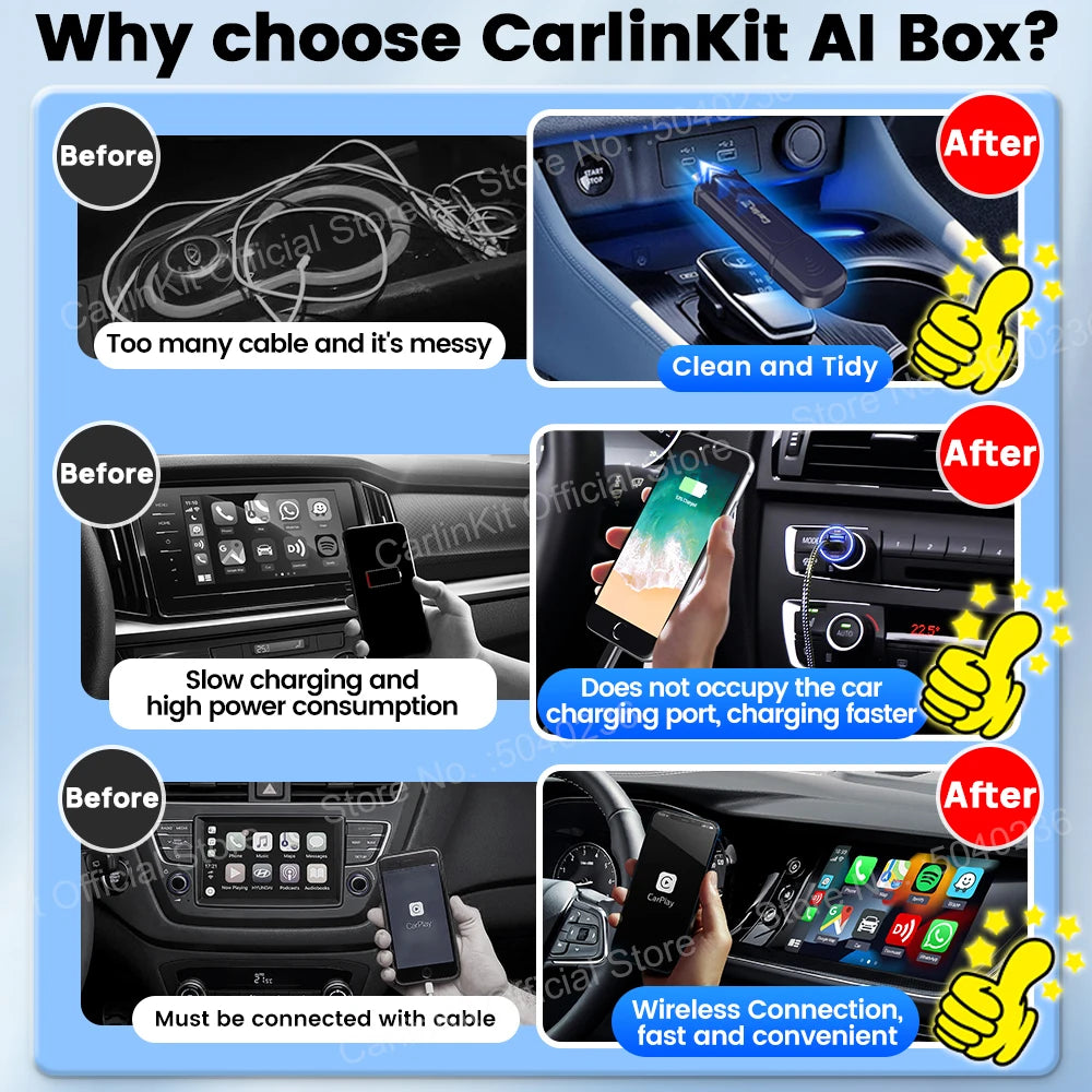 2air Mini 5 Pro CarlinKit 5.0 Wireless CarPlay Wireless Android Auto Box 5Ghz WiFi BT Auto Connect Plug&Play OTA Upgrade