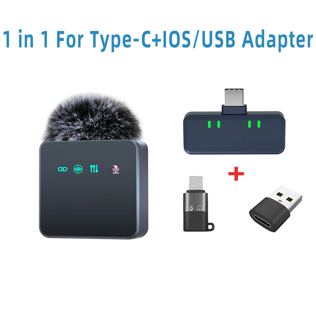 1 In 4 Pink Noise Canceling Lavalier Microphone With Windproof Cap Wireless Mute Function For Cell Phone Portable Audio Video