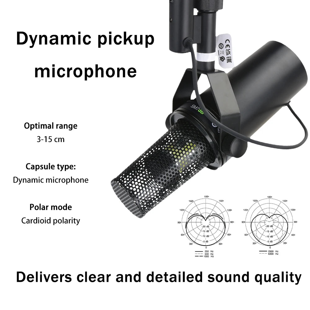 TOP Quality SM7dB Dynamic Vocal Microphone with optional frequency response and built-in preamplifier SM7B for podcast recording