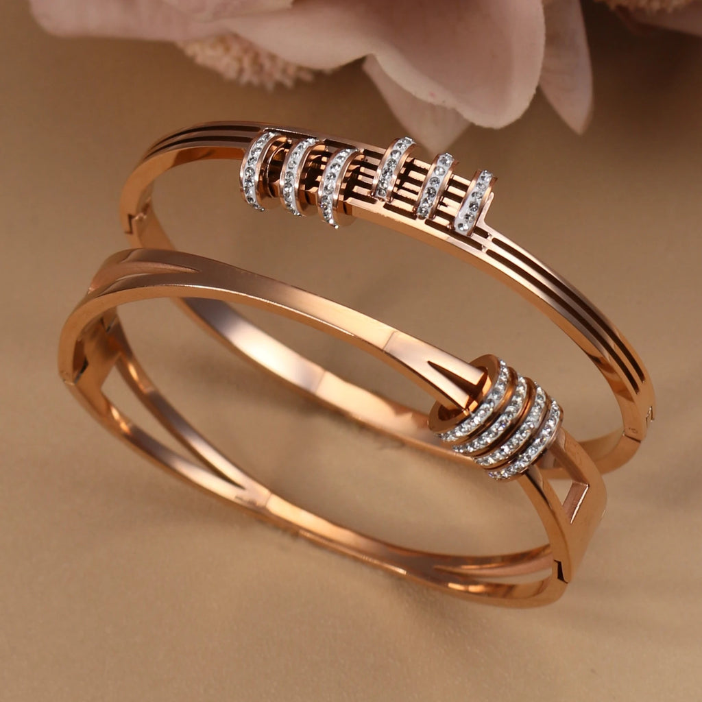 XB-133 New Stainless Steel Jewelry Crystal Bracelets Half Face Hollow Design Bangle For Women's Love Gifts Wholesale