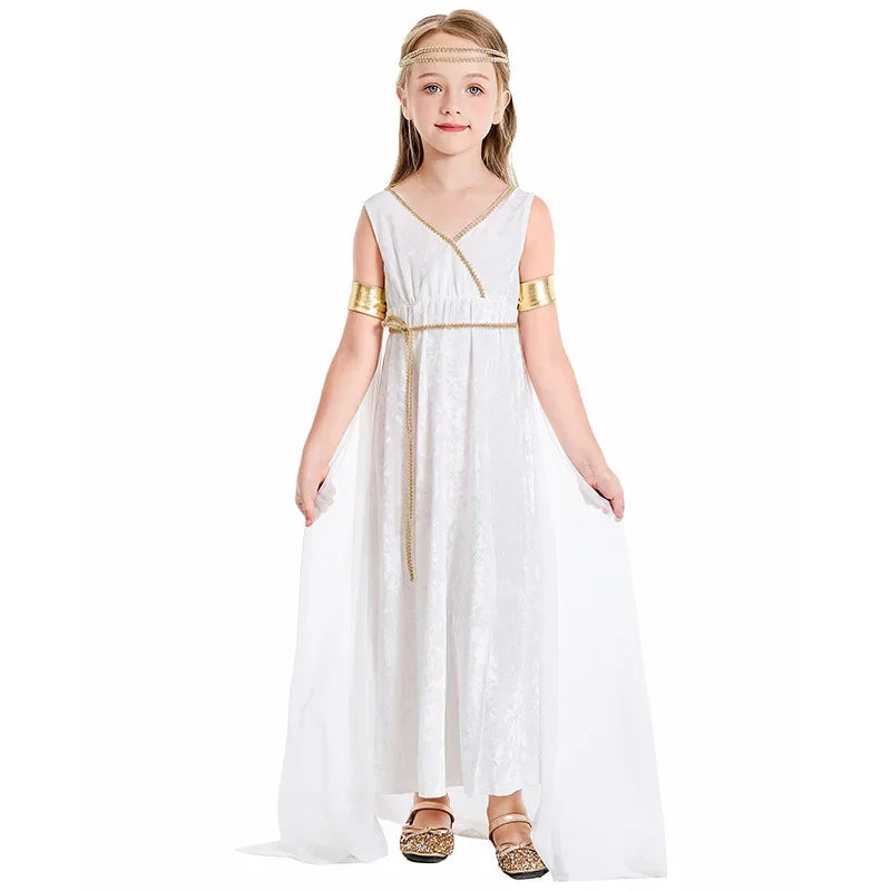 Halloween Costumes Greek Goddess Costume Girls Goddess Princess Cosplay Carnival Party Fancy Dress Up for Kids Children
