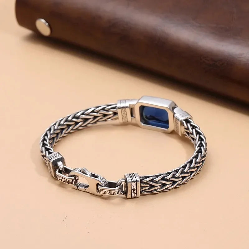 New Fashion Bracelet Silver Color Couple's Handmade Woven Bracelet Made Old 5MM Vintage Bracelet Men's Personalized Jewelry