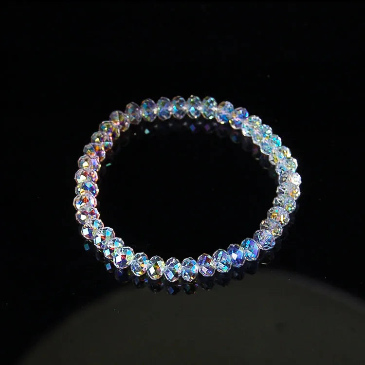 Shiny Transparent White Thin Crystal Bracelet For Women Simple Refracted Colorful Light Stretch Bracelet 2022 Jewelry Party Gift