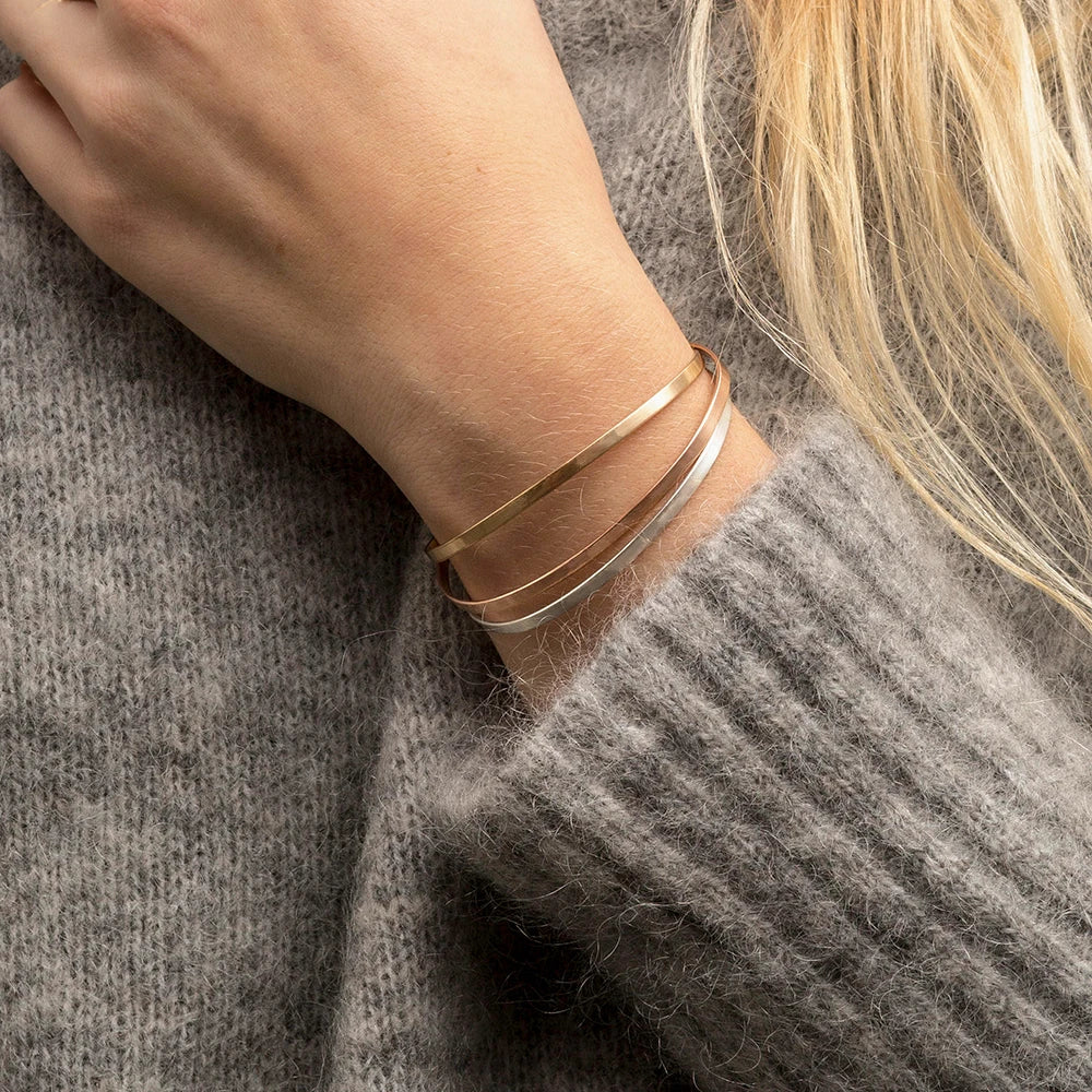 eManco 4MM 6MM Stainless Steel Gold-Plated Bracelets Simple Open Bangles Couple Accessories Gift Factory Direct