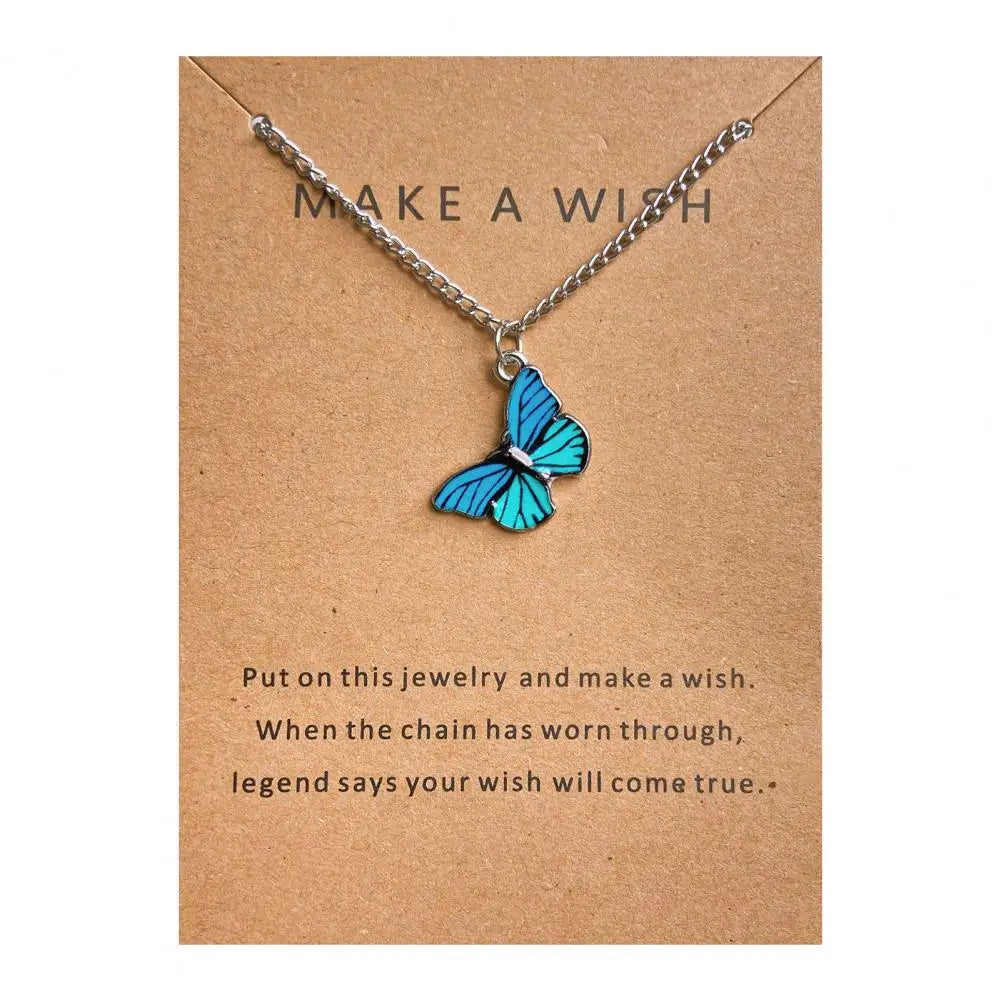 Fashion Vintage Women Necklace 2024 New Butterfly Pendant Necklace Set Romantic Dating Neck Chain For Women Lovely Neck Jewelry