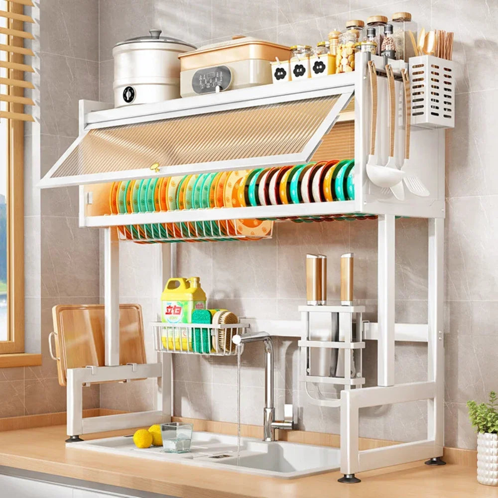 Kitchen Storage Cabinet Kitchen Stainless Steel Drain Shelf Multi Organizer Cabinet Sink Rack Over The Sink Dish Drying Rack