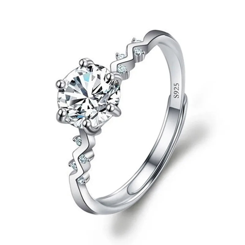 Never Fade Luxury Classic 18K White Gold Color Ring Solitaire 2 Carat Zirconia Diamant Wedding Band Women Jewelry Accessories