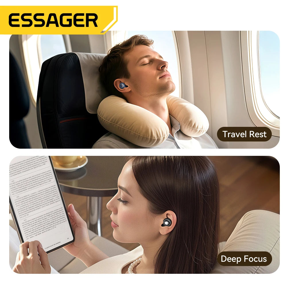 ESSAGER Noise Cancelling Ear Plugs for Sleeping Soft Silicone Sleep Earplugs Noise Reduction Earbuds for Sleep Work Study Travel