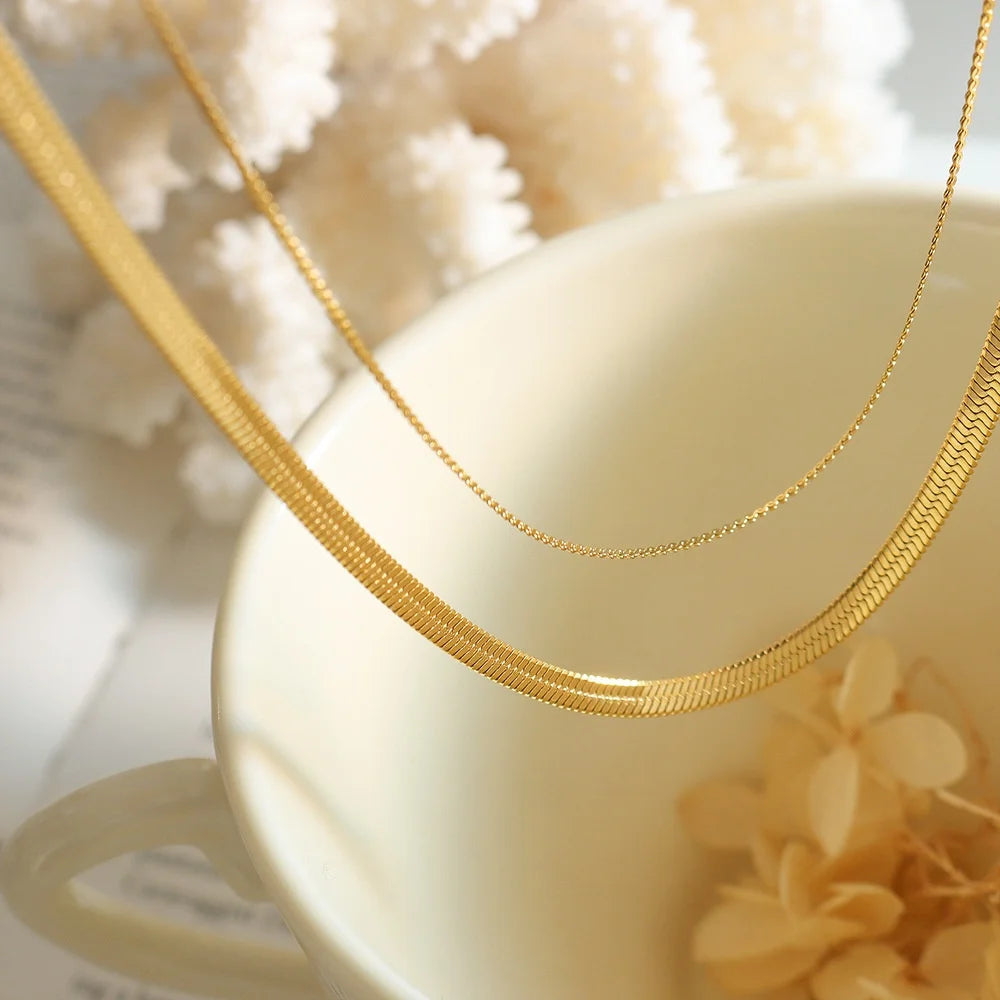 Women's Necklace Trendy Hip-hop Double-layer Blade Chain Stainless Steel Fashion Versatile Jewelry Accessories