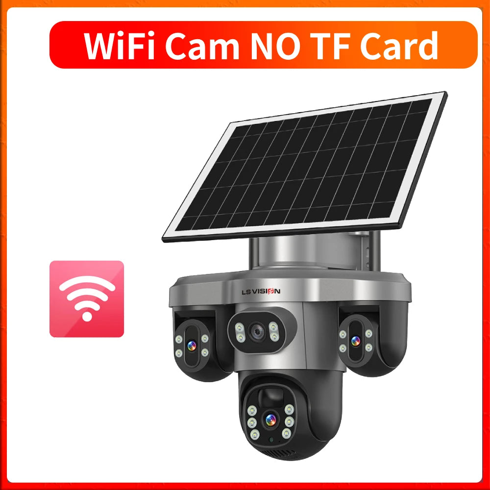 LS VISION 15MP 4G/WiFi Solar Camera Three Screens 10X Zoom Outdoor Surveillance Cameras Security PTZ PIR Night Vision CCTV V380