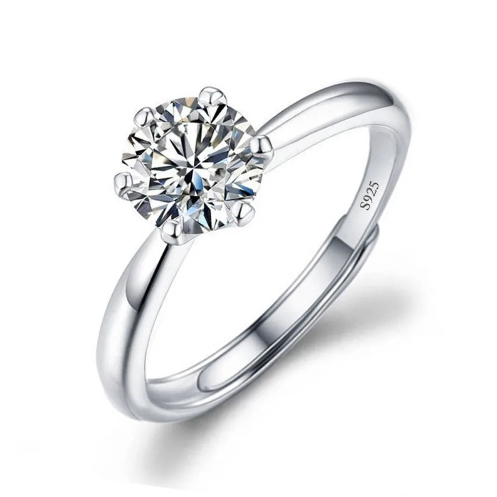 Never Fade Luxury Classic 18K White Gold Color Ring Solitaire 2 Carat Zirconia Diamant Wedding Band Women Jewelry Accessories