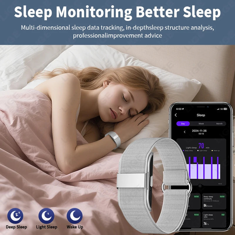 LIGE Smart Bracelet Stylish Lightweight No Screen Sports Tracker Heart Rate Sleep Monitoring IP68 Waterproof Men's Smart Watch