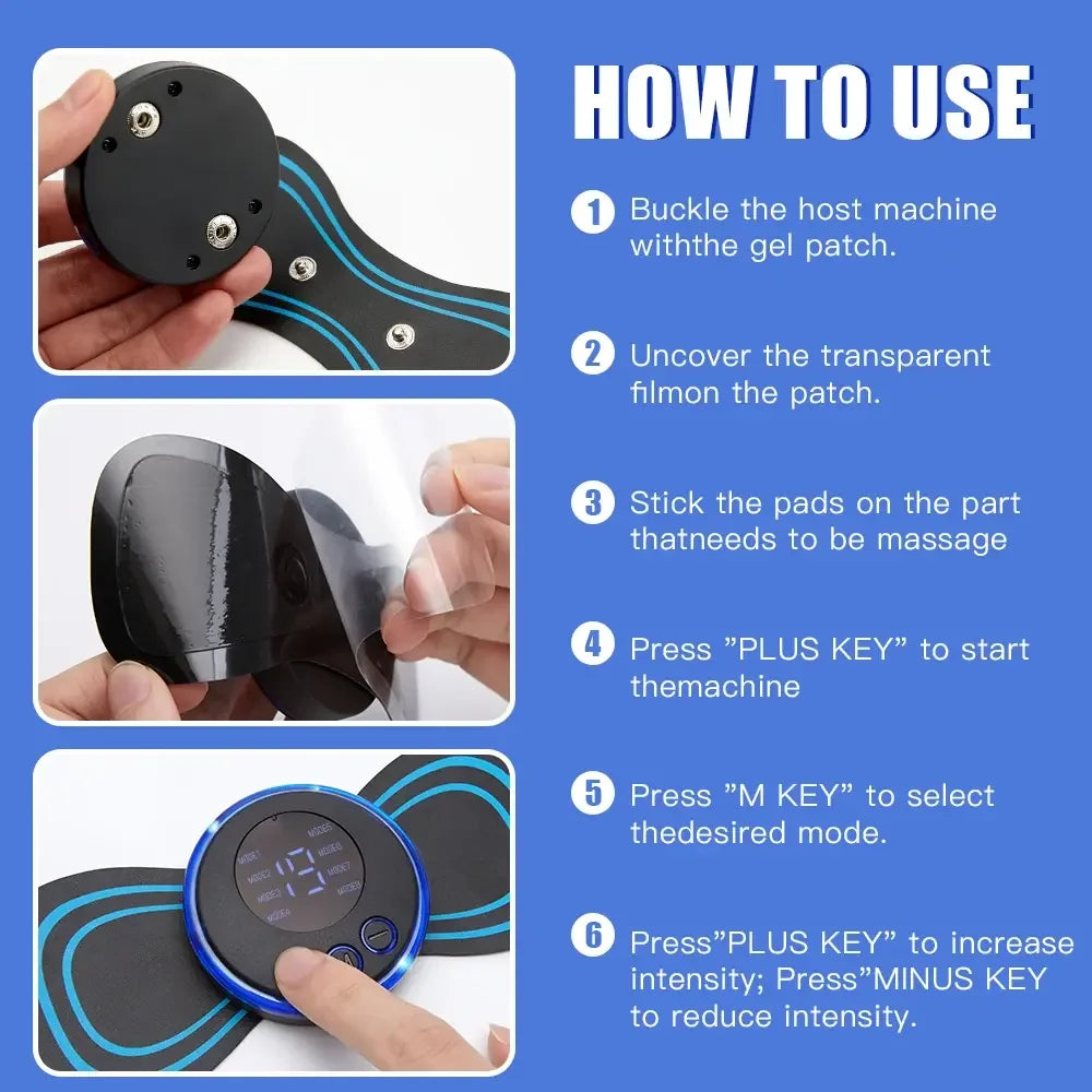 Neck Massager Mini Electric Neck Massage EMS Cervical Back Vertebra Massage Patch 8 Modes Relieve Relax Muscle Fatigue Tools