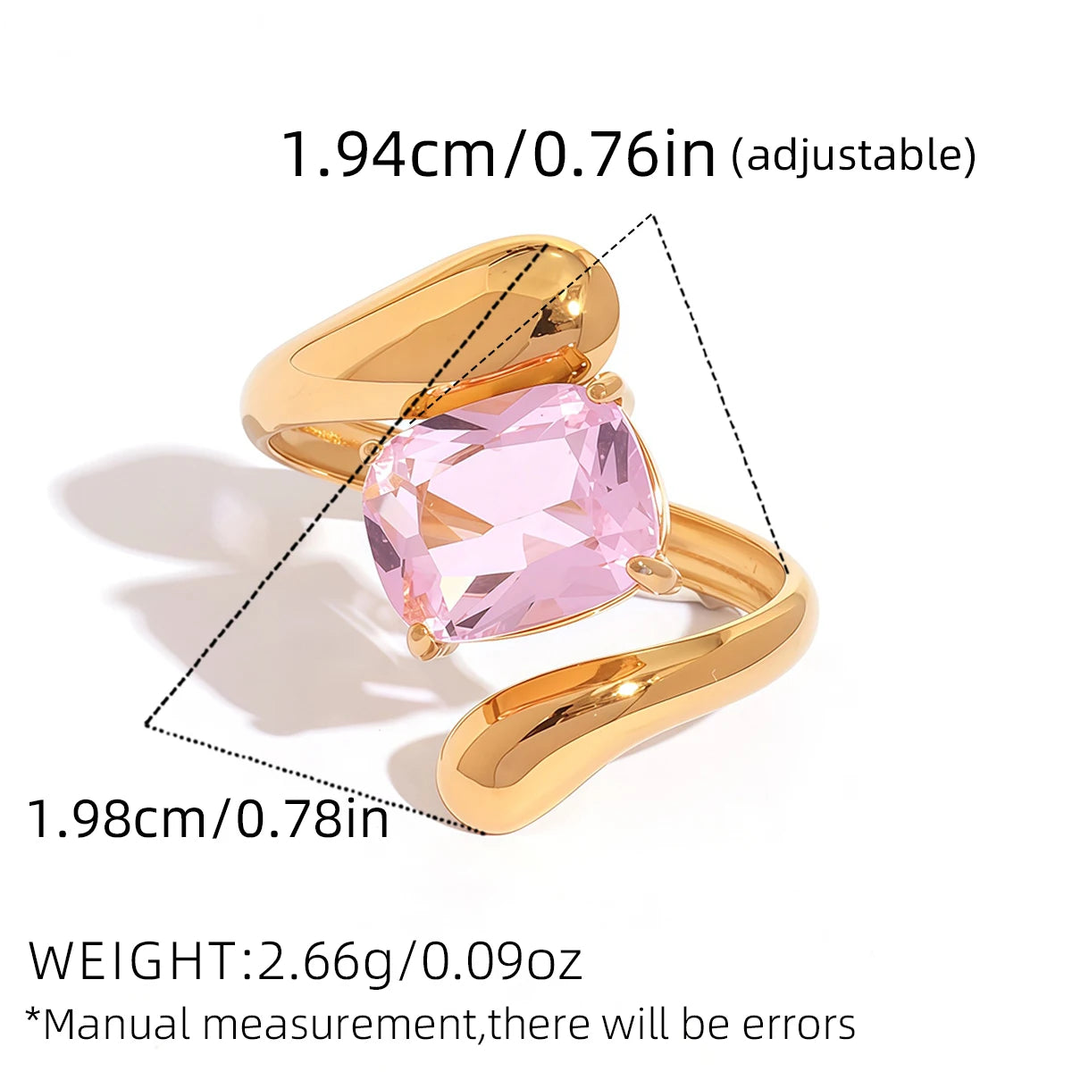 Unique 316L Stainless Steel Zircon Rings Suitable For Women's Exaggerated Waterproof Jewelry 18K Gold Plated Rings Gift For Her