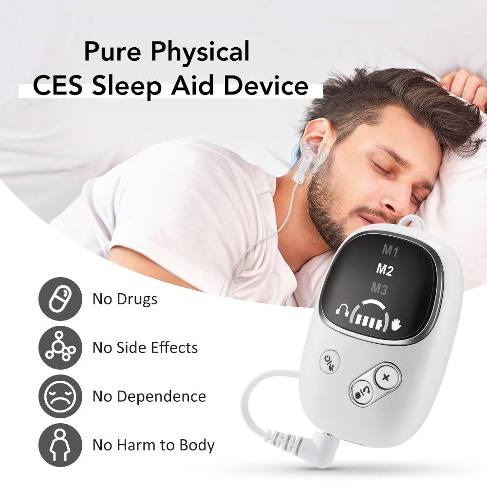 Handheld CES Sleep Aid Device for Insomnia Palm Pulse Massager Stress Relief Device Ear Clip Anxiety Pulse Pressure Relief